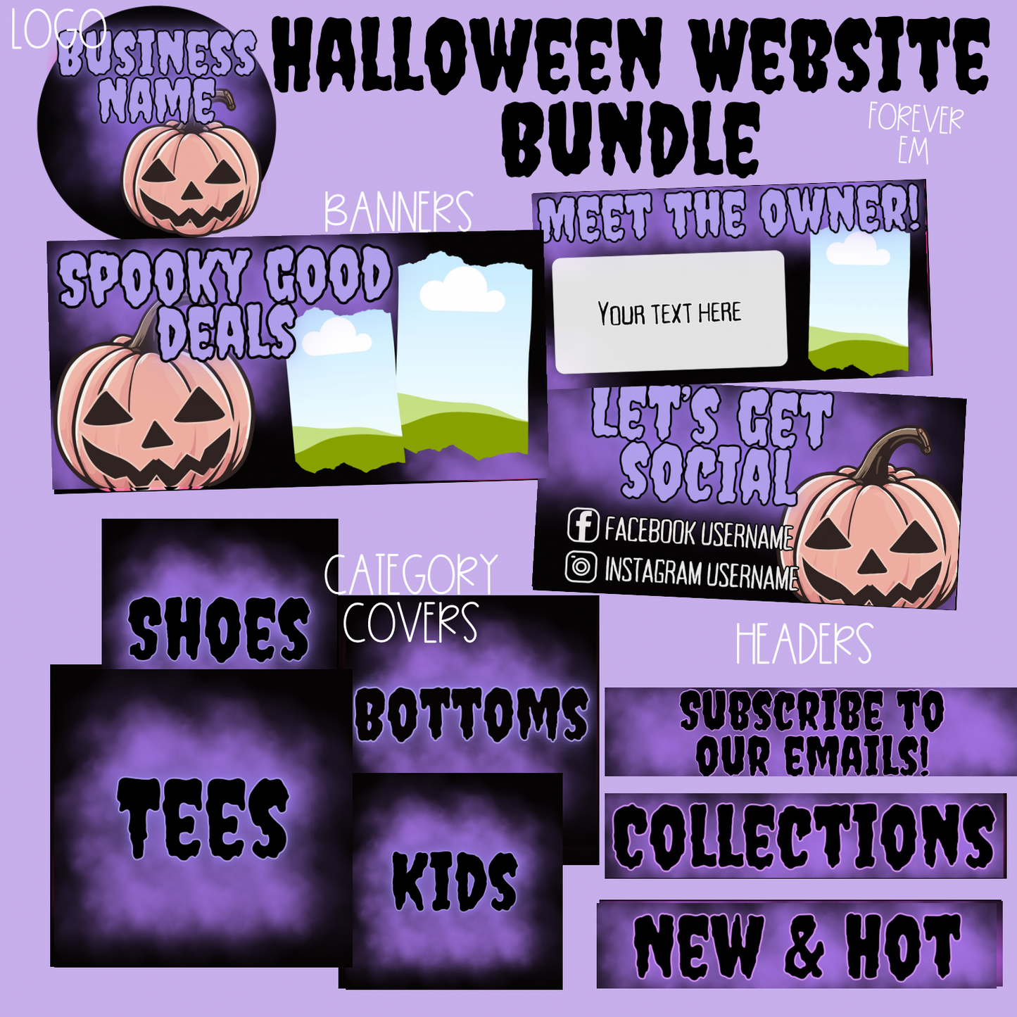 Purple/Smokey Halloween Website Bundle