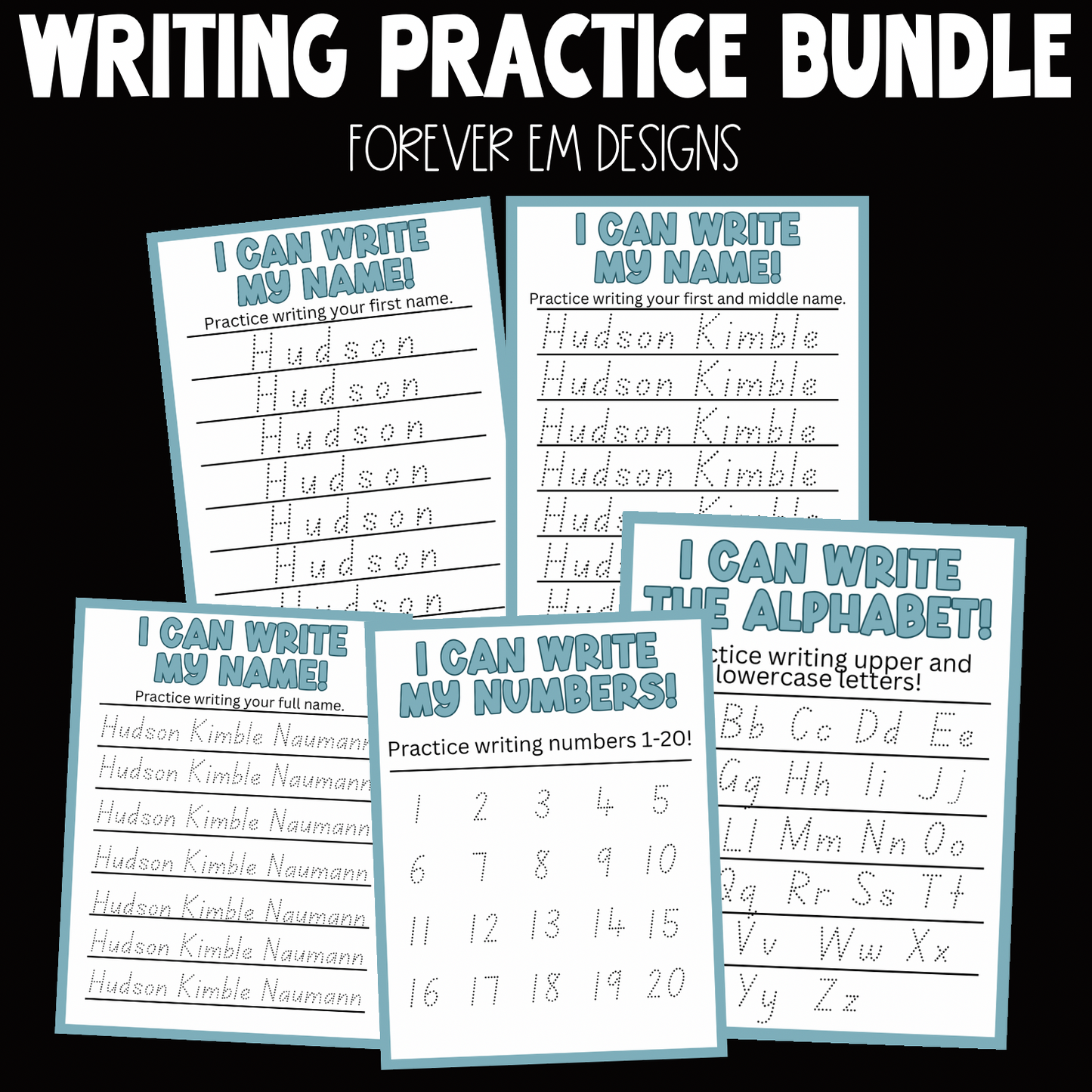 Writing Practice Worksheet Bundle