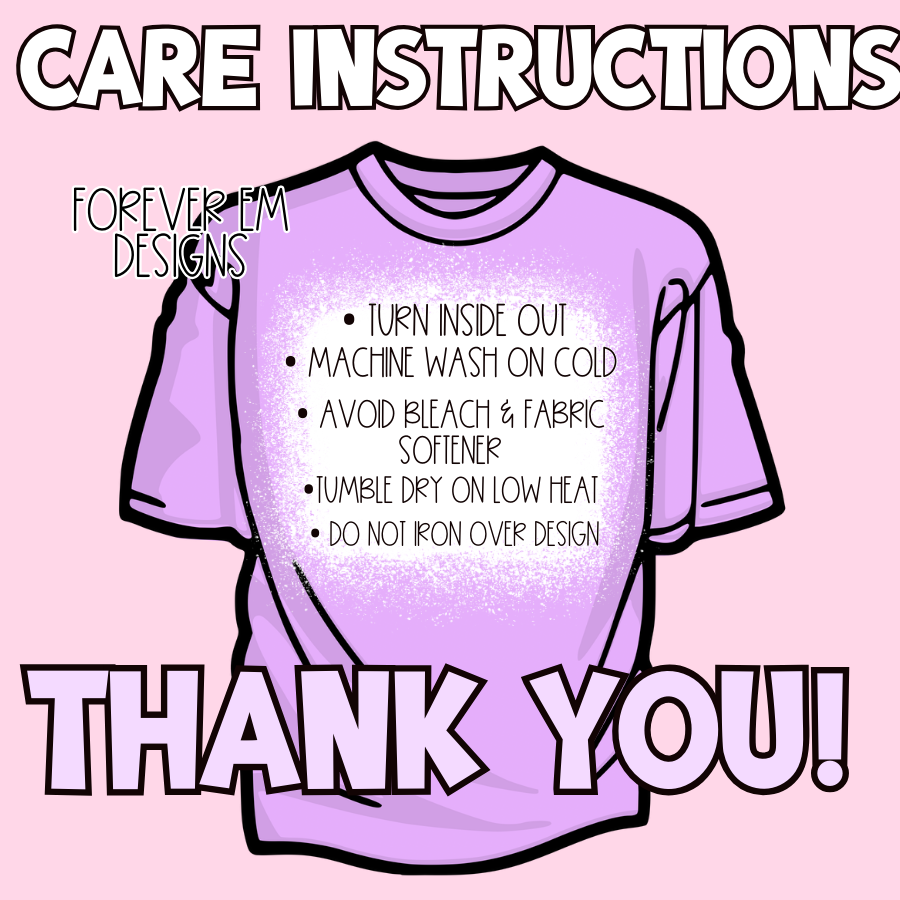 Pink & Lilac Care Instruction Card Design