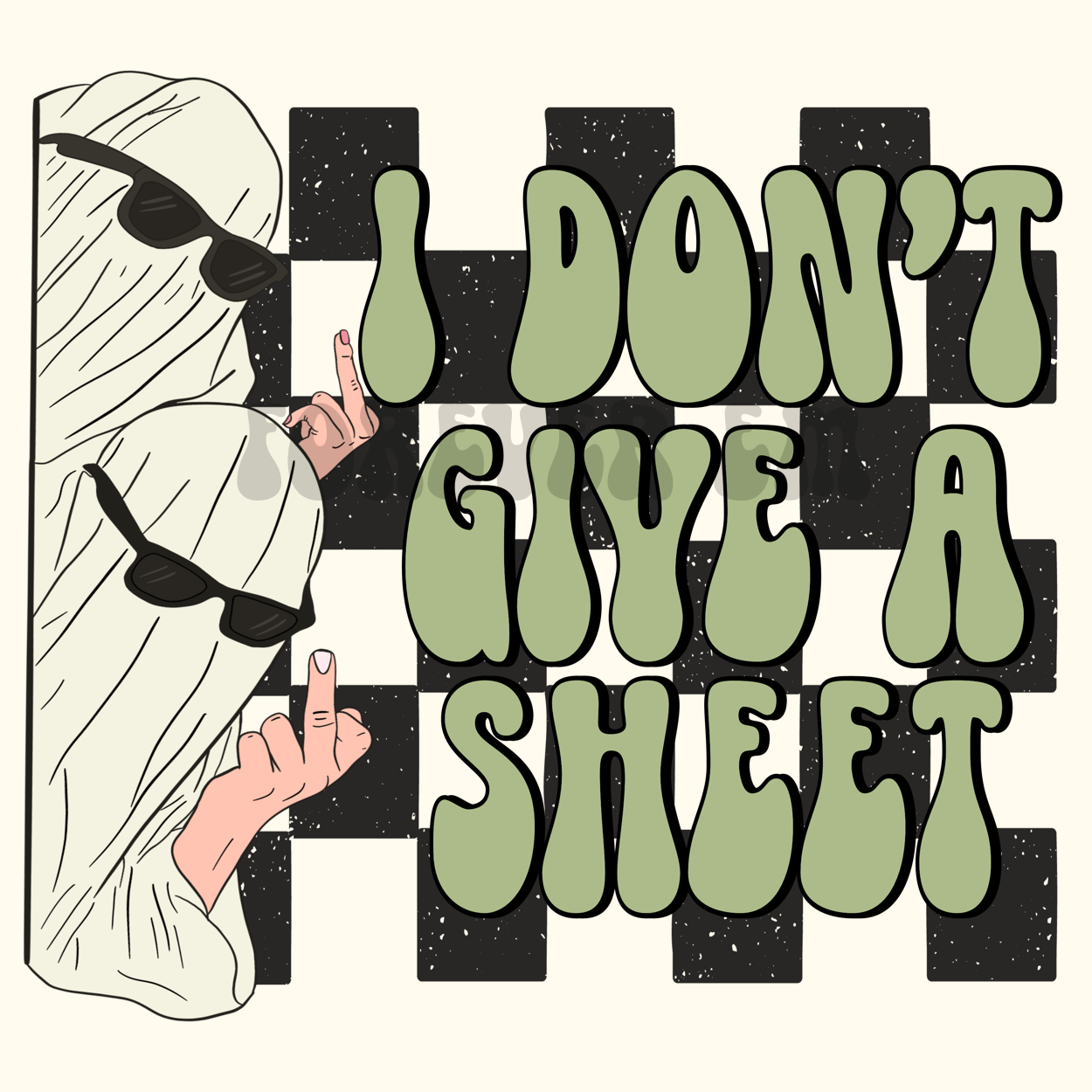 I don’t give a sheet Ghost Checkered middle finger- PNG