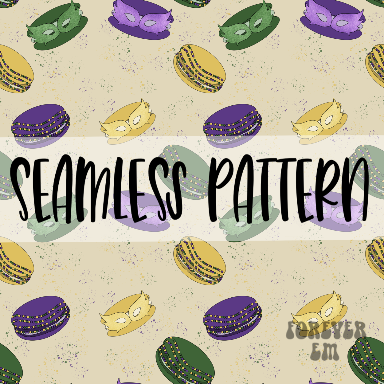 Mardi Gras Macaroons - SEAMLESS PATTERN