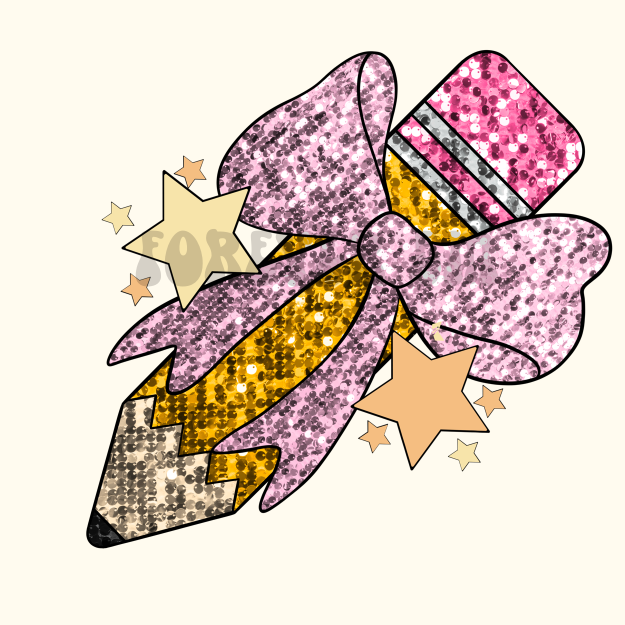 Pencil Bow Faux Sequin - PNG