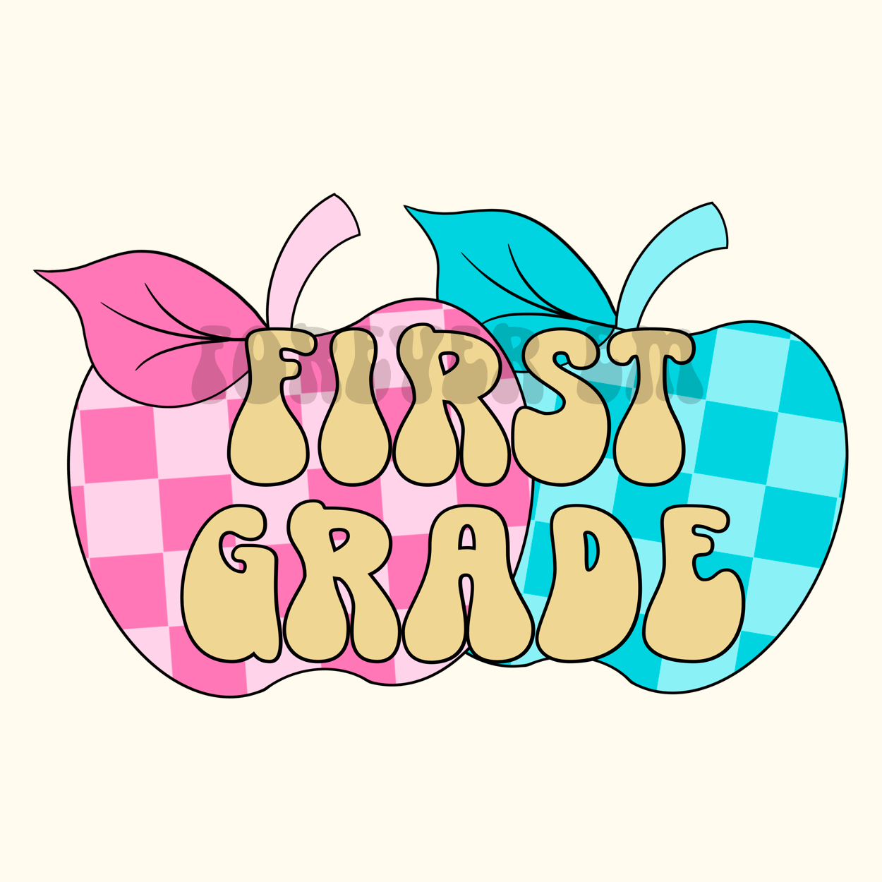 FIRST GRADE Checkered Apples - PNG