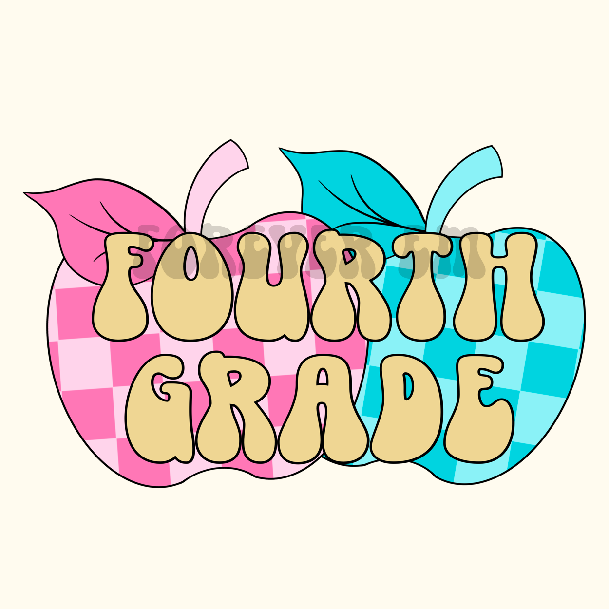 FOURTH GRADE Checkered Apples - PNG