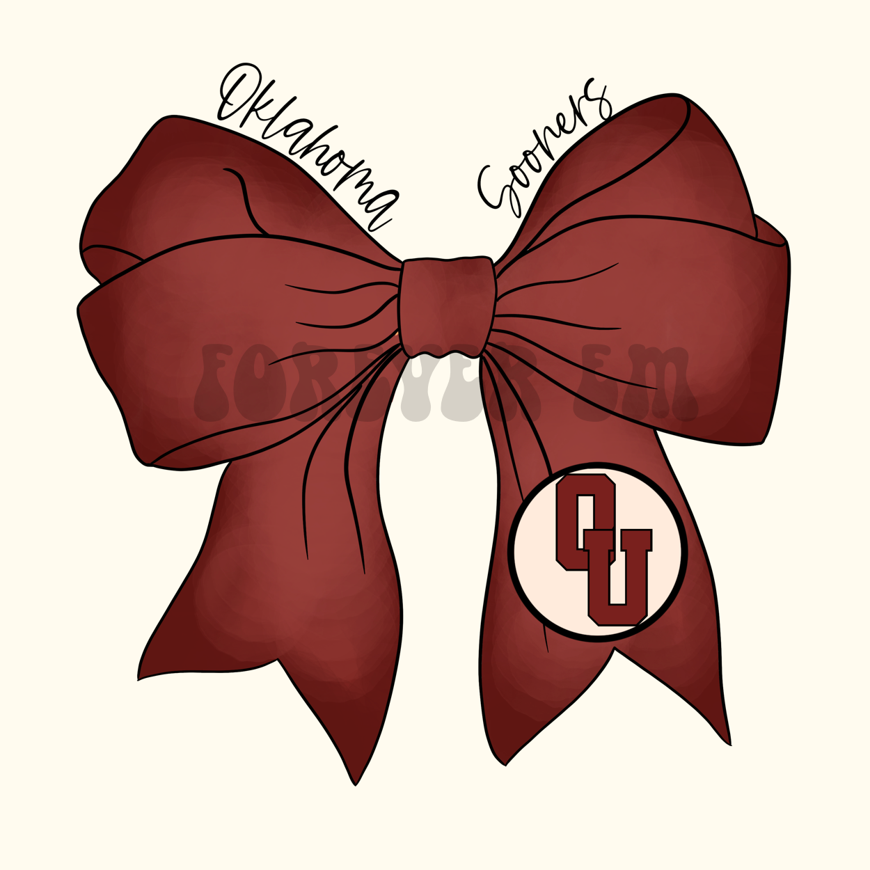 OK SOONERS watercolor bow - PNG