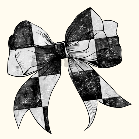 Checkered Conquette Bow PNG