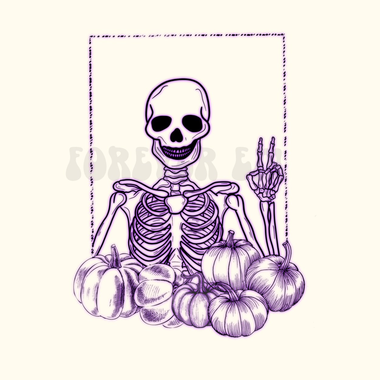 PURPLE glow pumpkin skeleton PNG