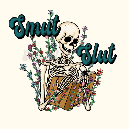 Smut Slut skeleton Book floral PNG