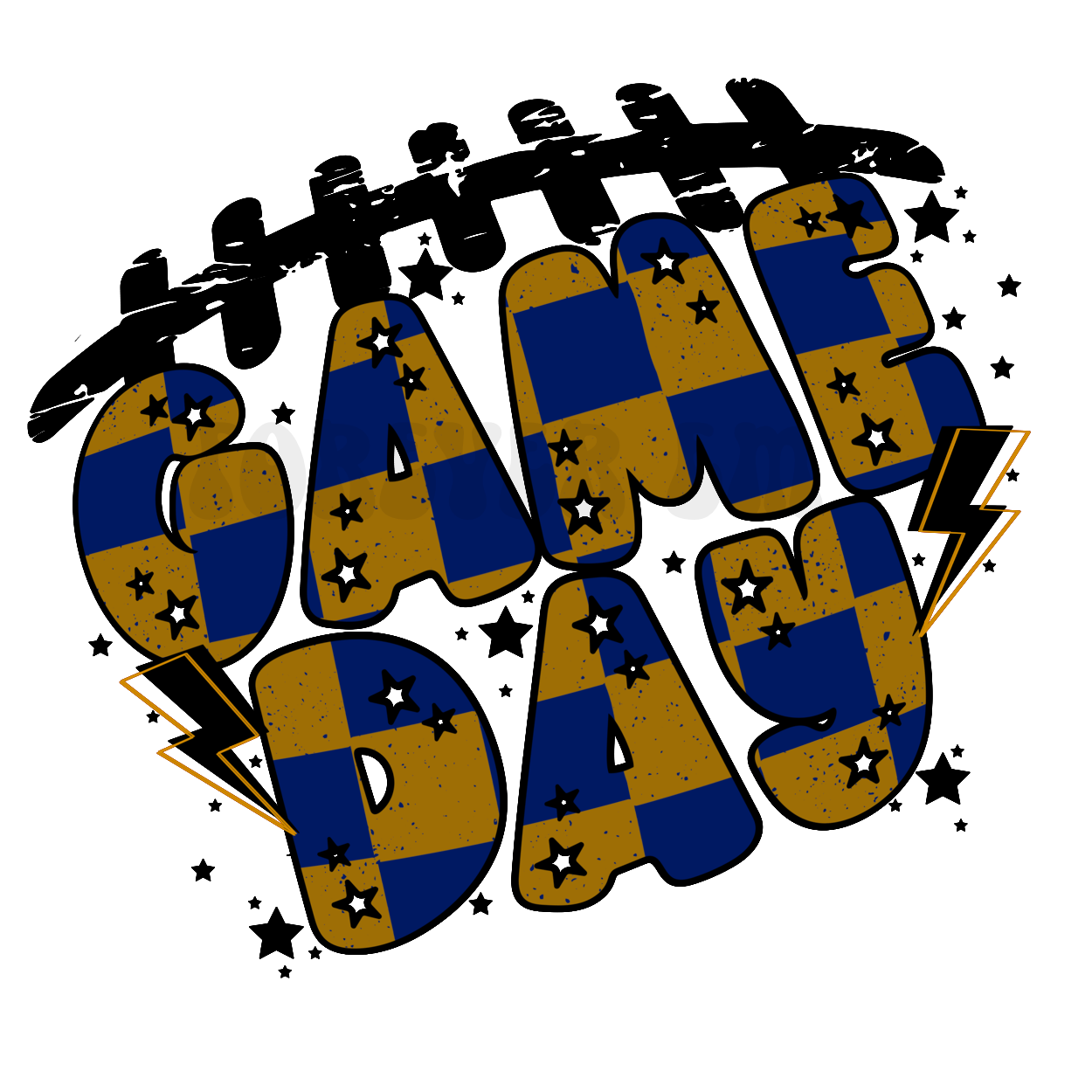 Retro Checkered Game day PNG Blue and Gold