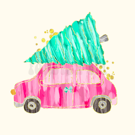 Paint stroke Christmas tree car png