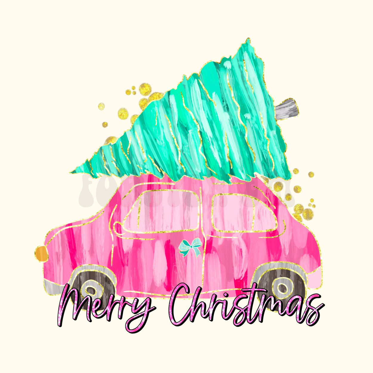 Merry Christmas paint stroke Christmas tree car png